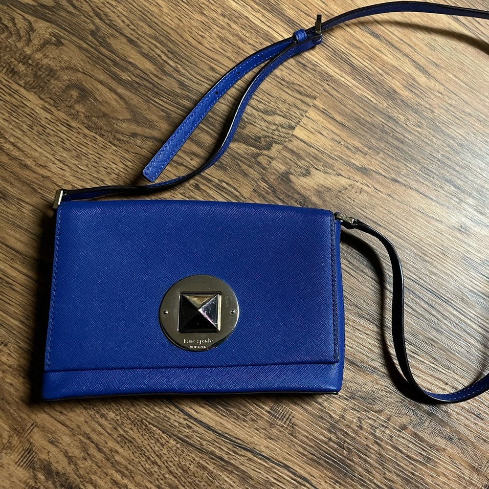 KATE SPADE Sally Newbury Lane Blue Saffiano Leather Crossbody Shoulder Bag